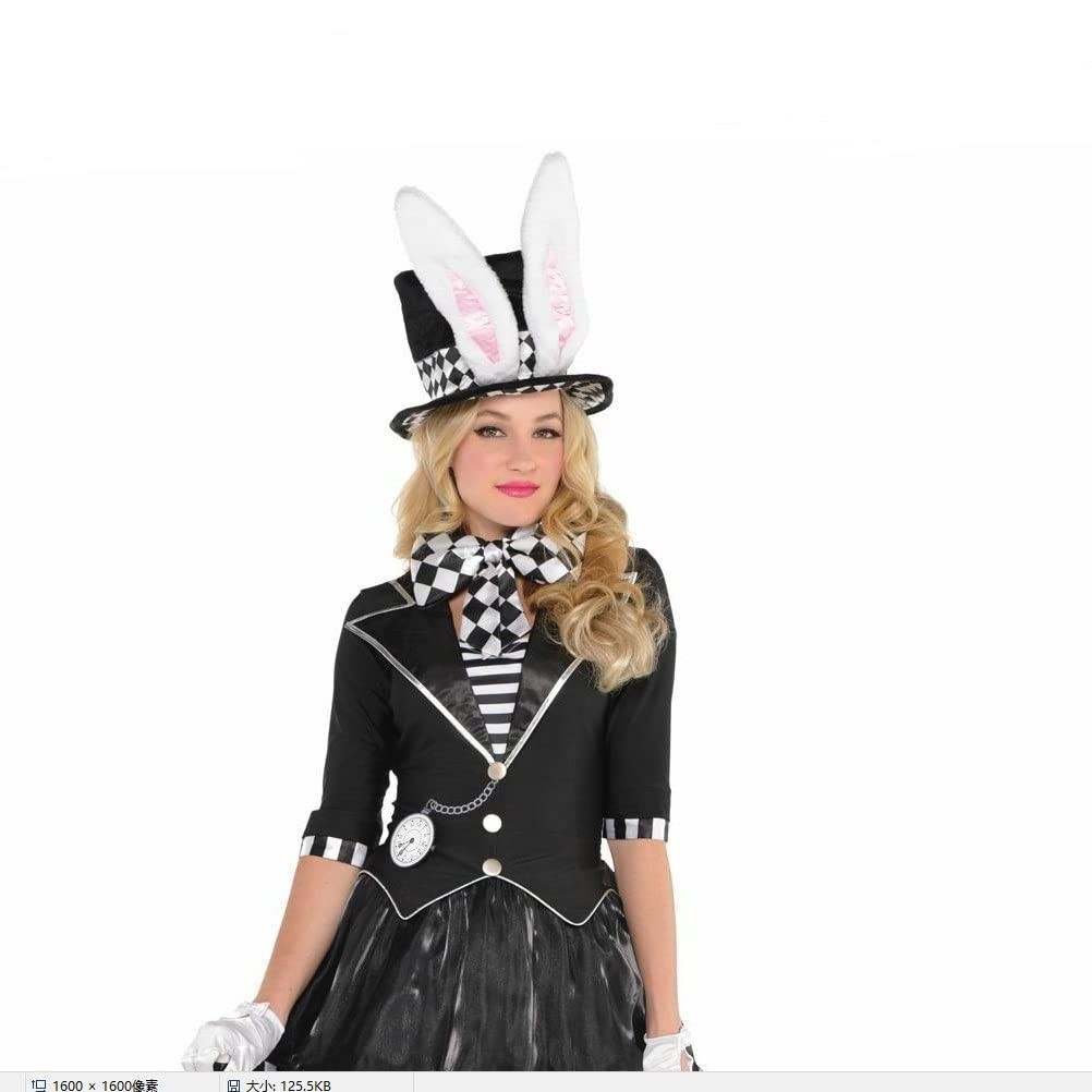Easter Bunny Ear Top Hat White Rabbit Black Costume Plush Hat for Halloween P...