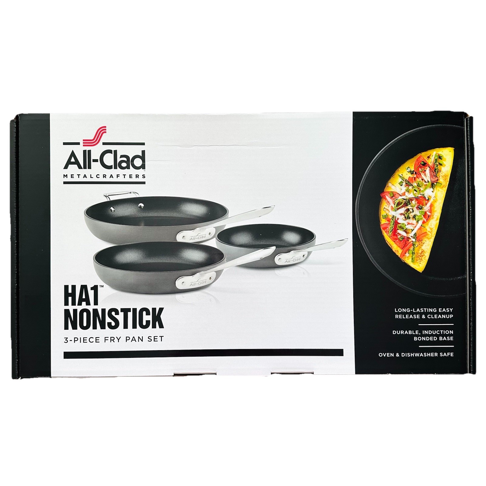 Set of 3 All-Clad Fry Pans HA1 Hard Anodized Nonstick  PFOA Free 8", 10" & 12"