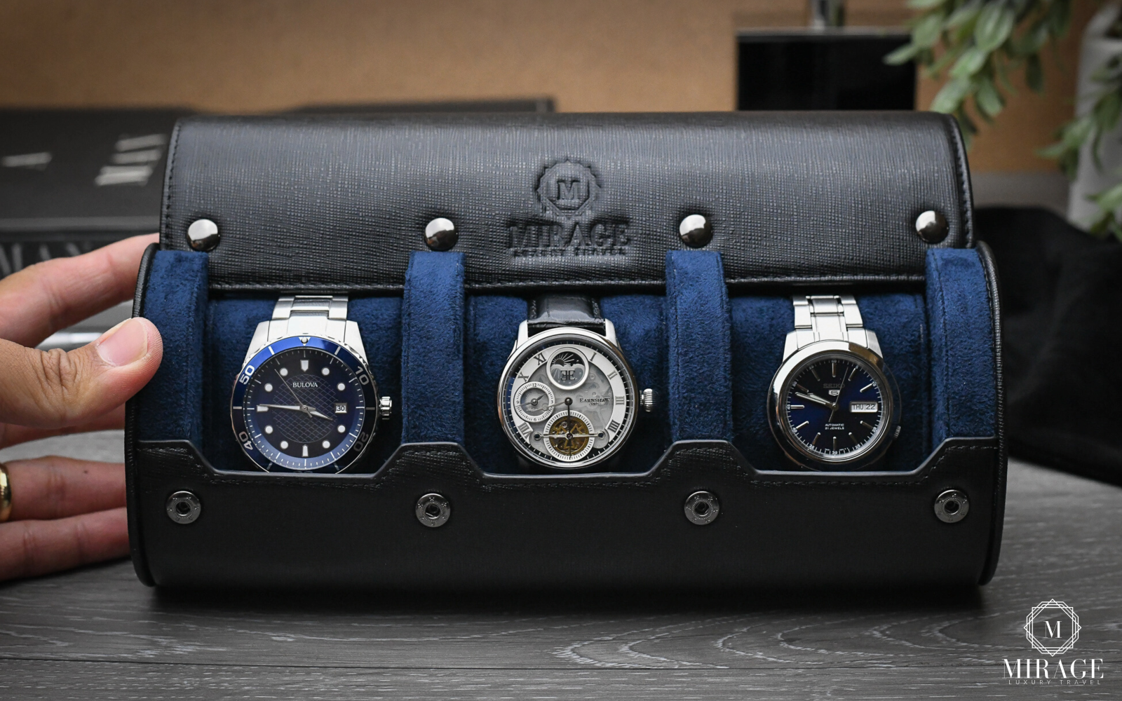 Leather Watch Travel Case for Men - Watch Rolls Full Grain Genuine Leather