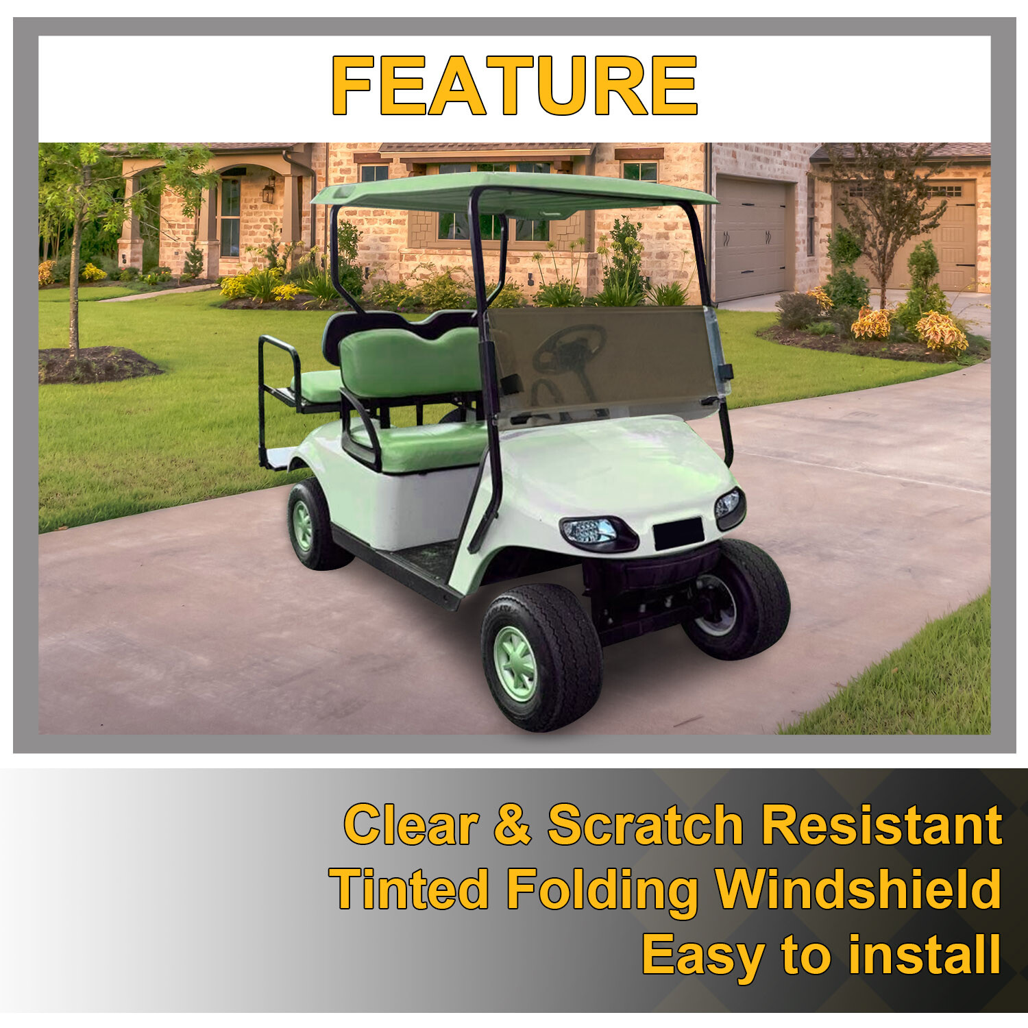 For 2014 + EZGO TXT Golf Cart Fold Down Folding Tinted Windshield W/ Hardware