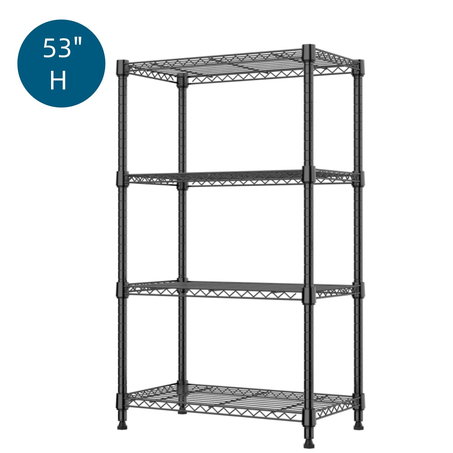 M MZG Heavy Duty 4 Tier Adjustable Metal Wire Shelves Storage  Garage Rack 53"