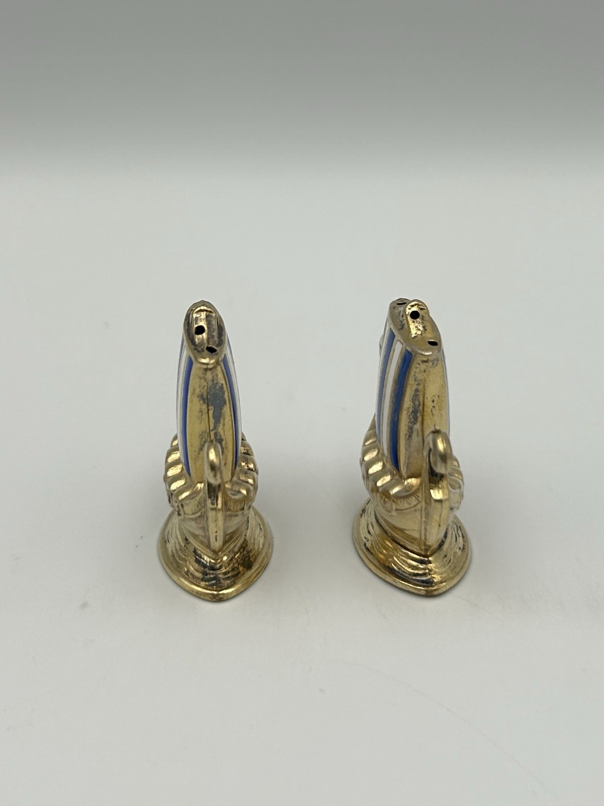 Antique Sterling Silver 925 Viking Ship Salt & Pepper Shakers Norway Holmsen