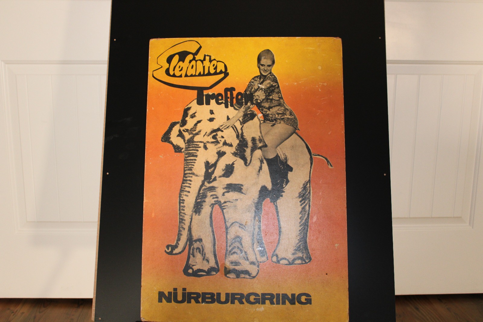 1960s Motorcycle Rally Elefantentreffen Sign! Rare German Motorbike Club Poster