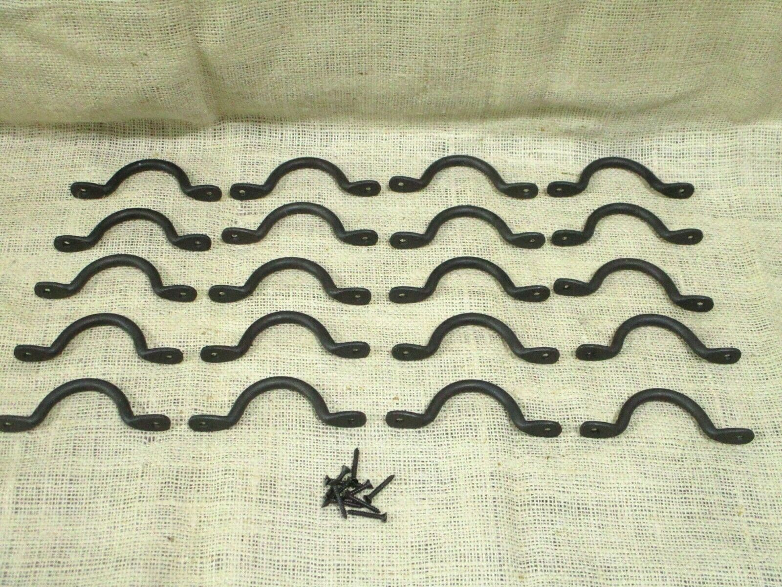 20 HAND FORGED IRON DRAWER BIN PULLS 4 1/4" LONG CABINET HANDLES KITCHEN BATH