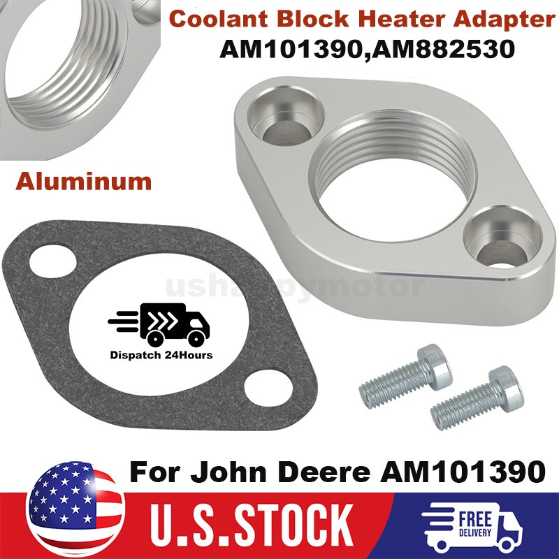 For John Deere 655.670,755, AM101390 Coolant Block Heater Adapter Kit AM882530