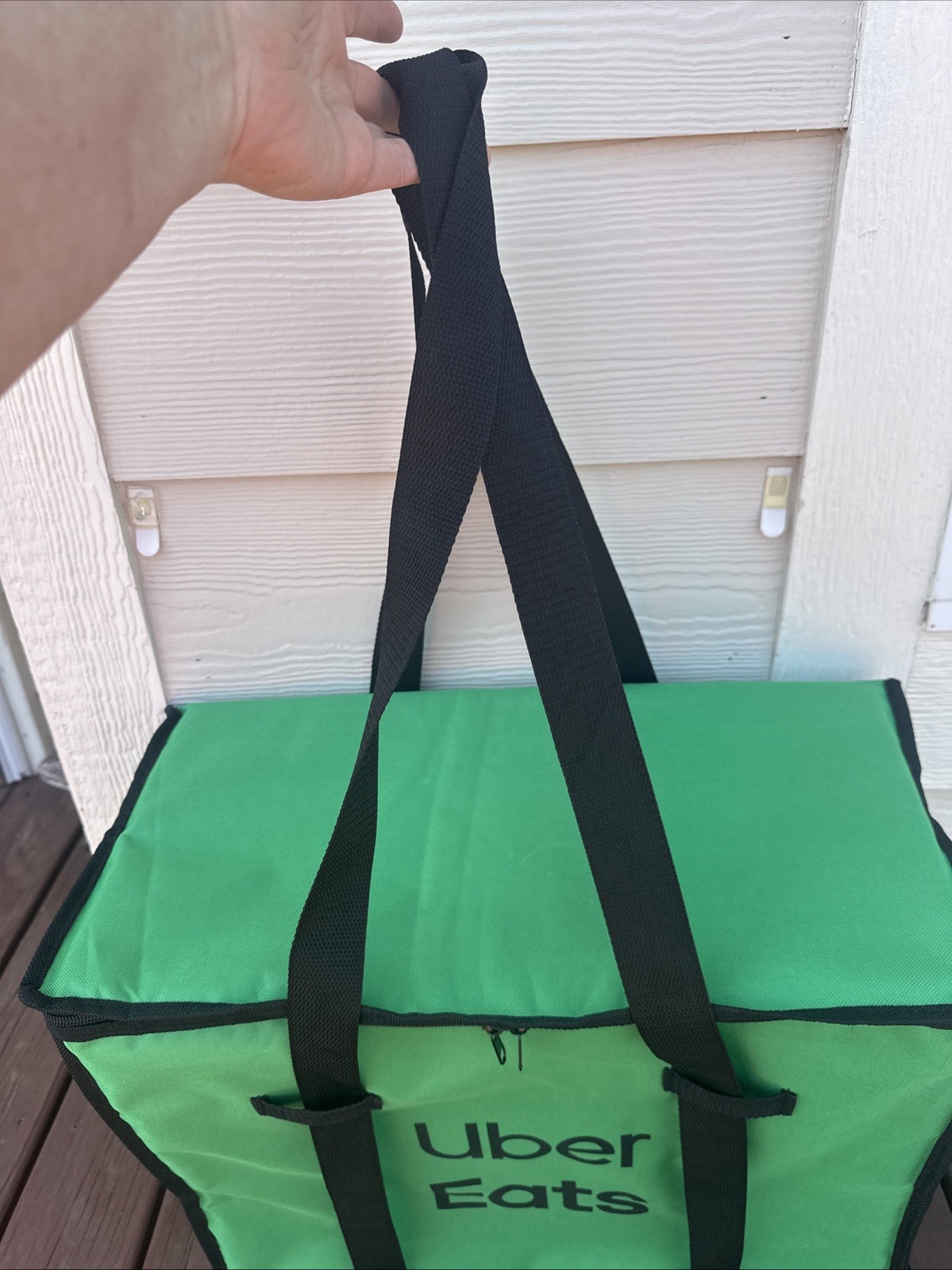 UBER EATS Green Insulated Delivery Bag Sz XL 19”x19”x 9” Zipper Closure 2 Handle