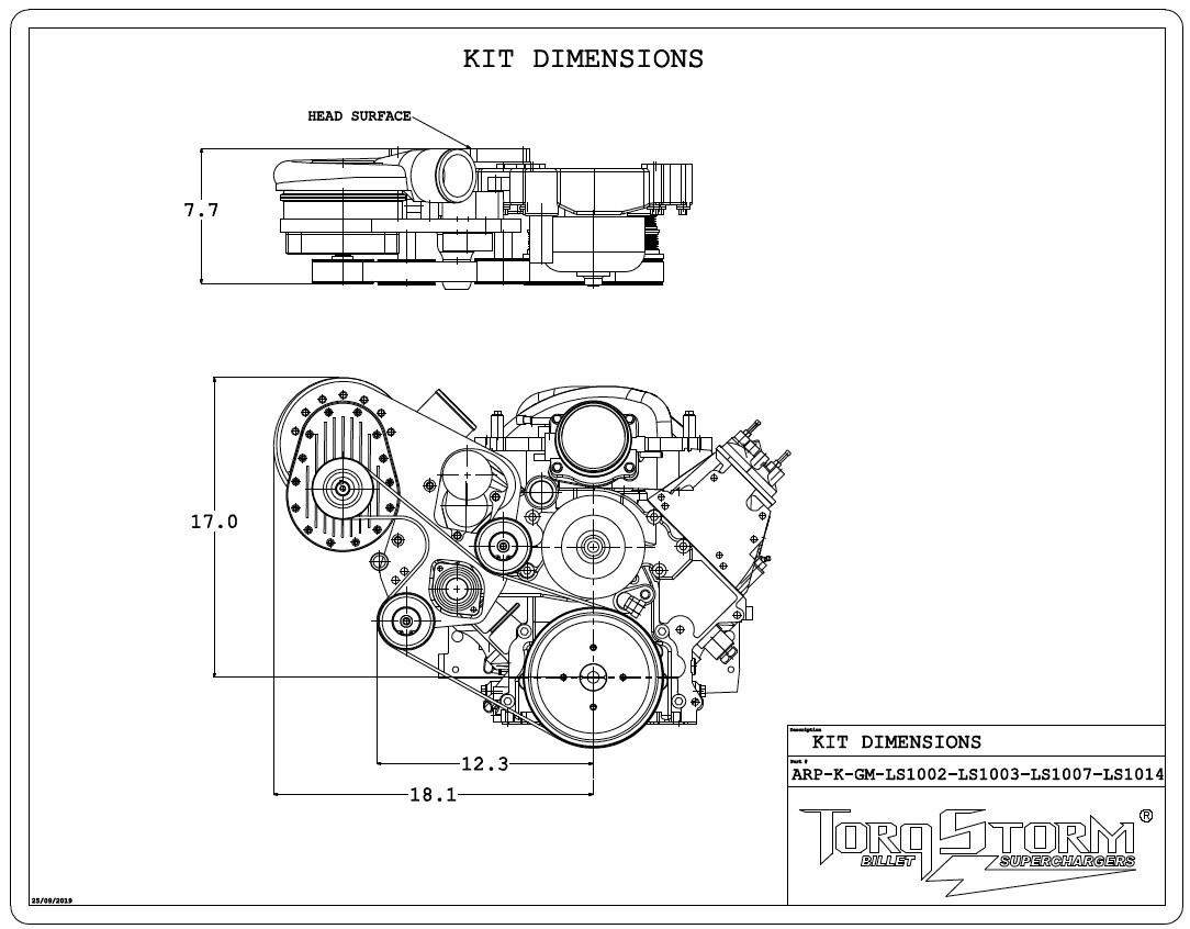 TORQSTORM SUPERCHARGER SYSTEM Truck Spacing Base ARP-K-GM-LS1003 IN STOCK