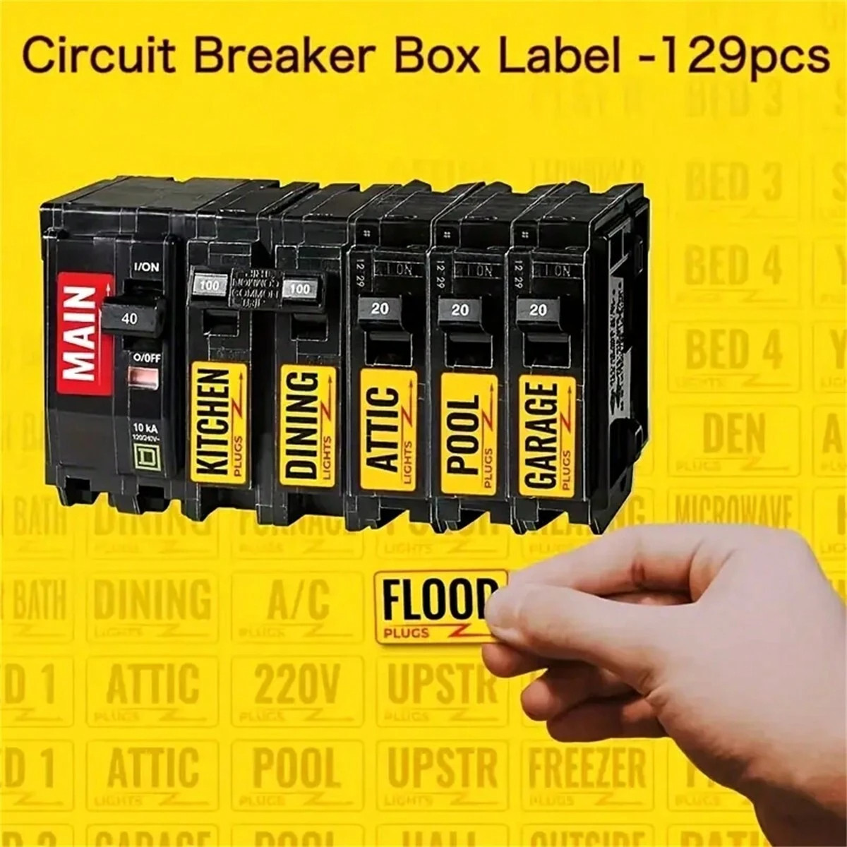 Circuit Breaker Labels 129pcs Adhesive Electric Panel Catalogue Labels Stickers