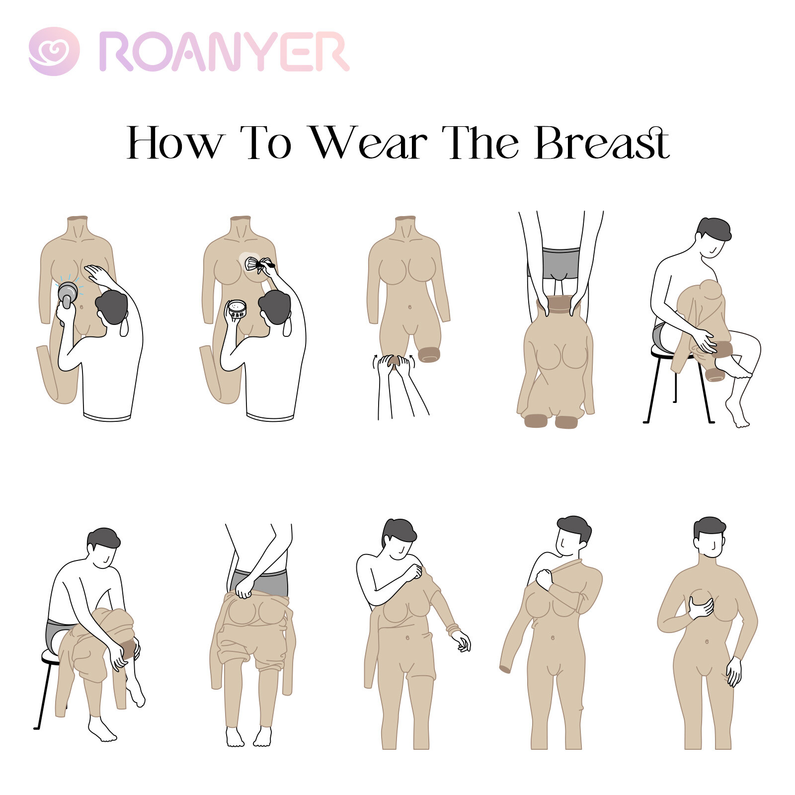 Roanyer Transgender Silicone G Cup Body Suit With Breast Forms Fake Boobs Drag