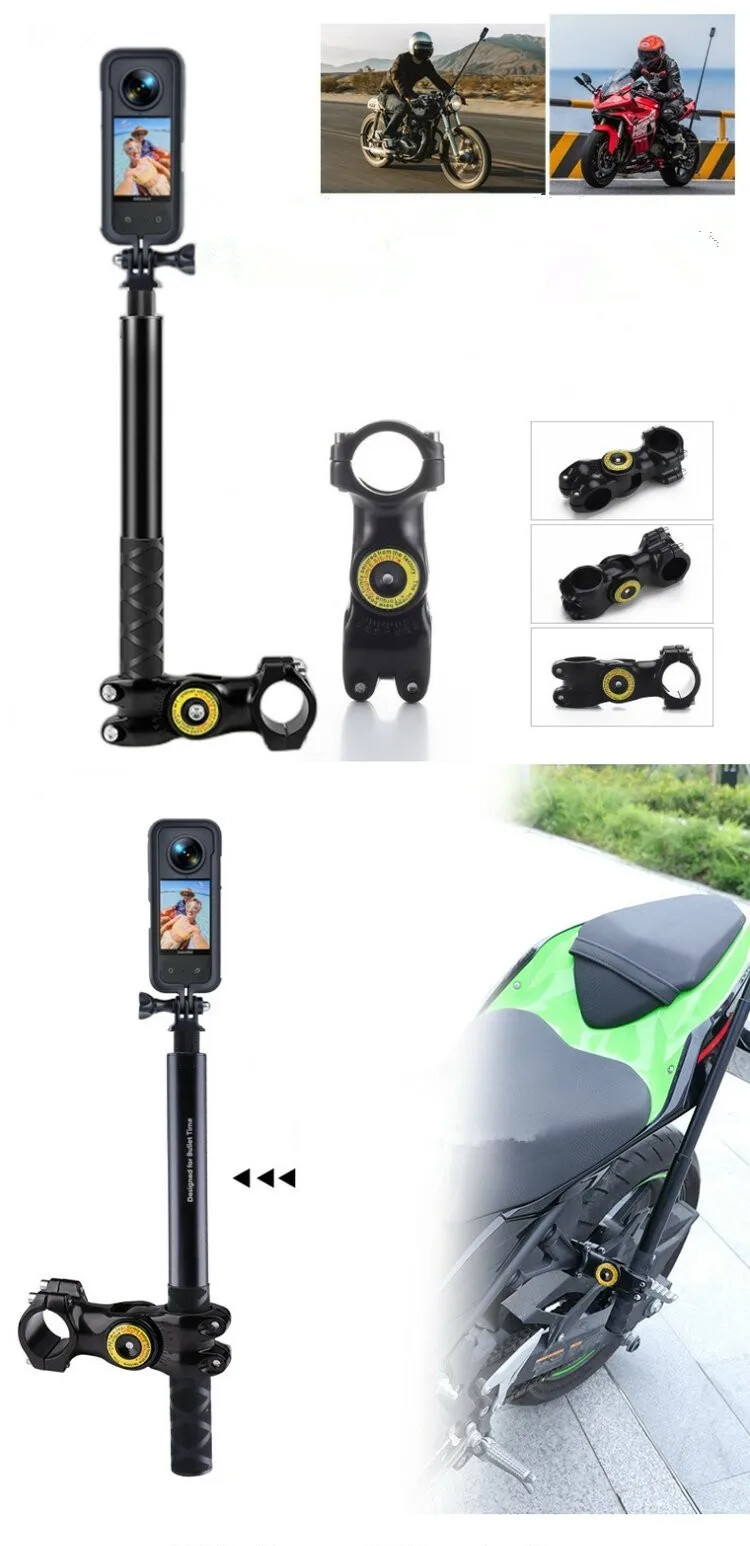 Mount for Gopro DJI Insta360 Motorcycle Bike Invisible Selfie Stick Handlebar CA