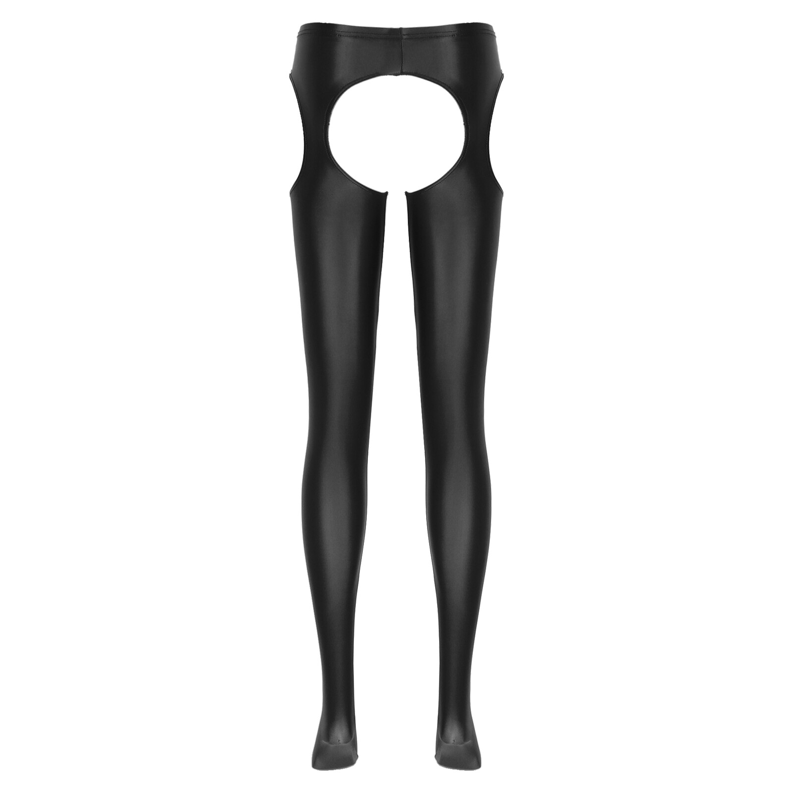 Women's Oil Shiny Hollow Out Pantyhose Stretchy Mid Waist Stockings Suspender