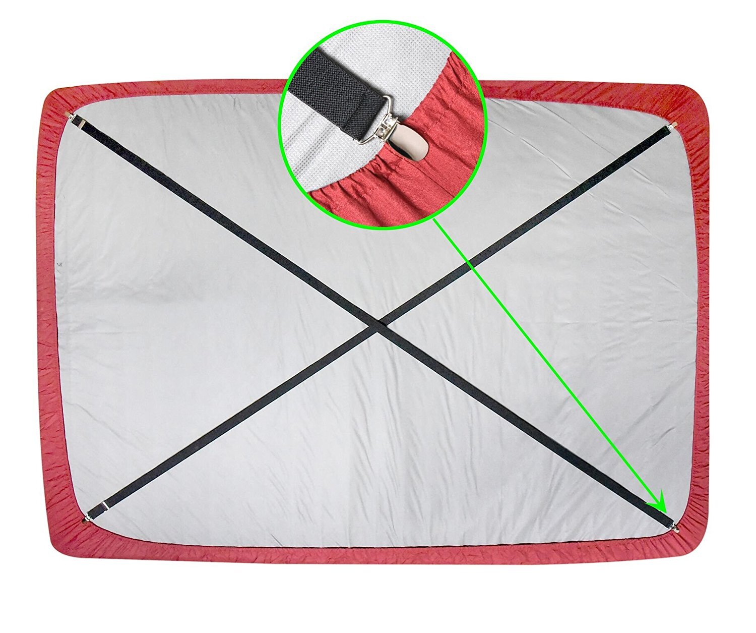 2 PCS Adjustable Bed Fitted Sheet Straps Suspenders Belt Gripper Fastener Clips