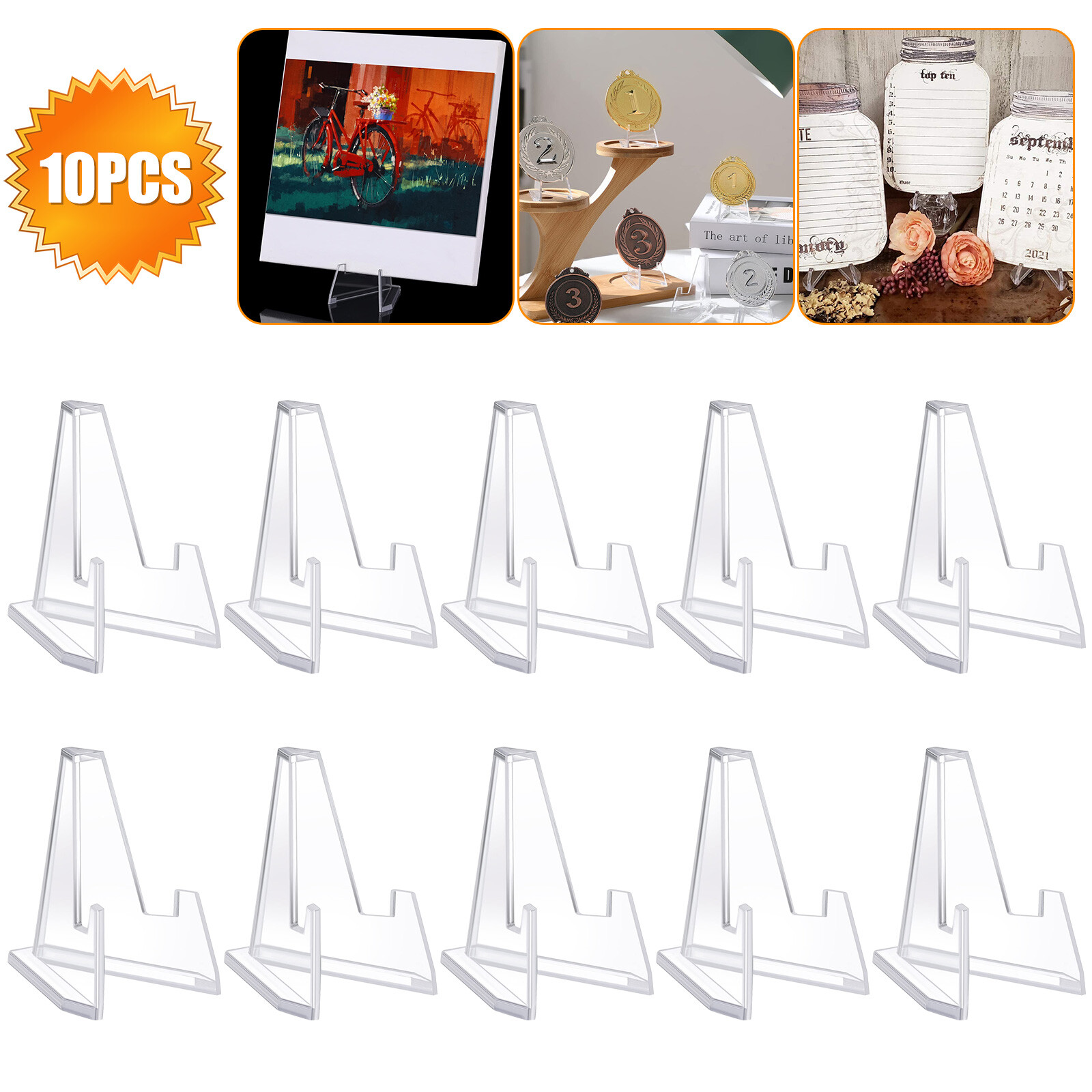 10X Coin Display Stands Paper Trading Card Easel Small Size Holder Clear Plastic