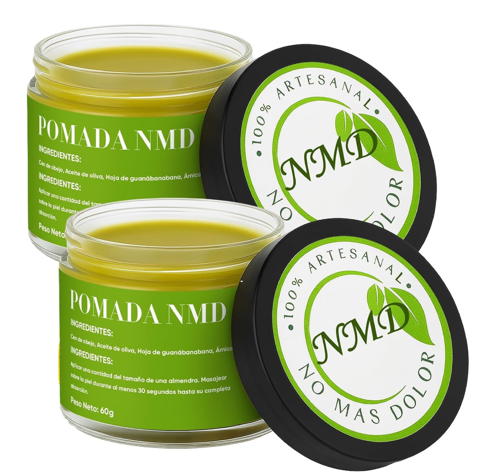 2PCS Pomada NMD,Natural Herbal Artesanal Cream, with Arnica,Olive Oil, Soursop L