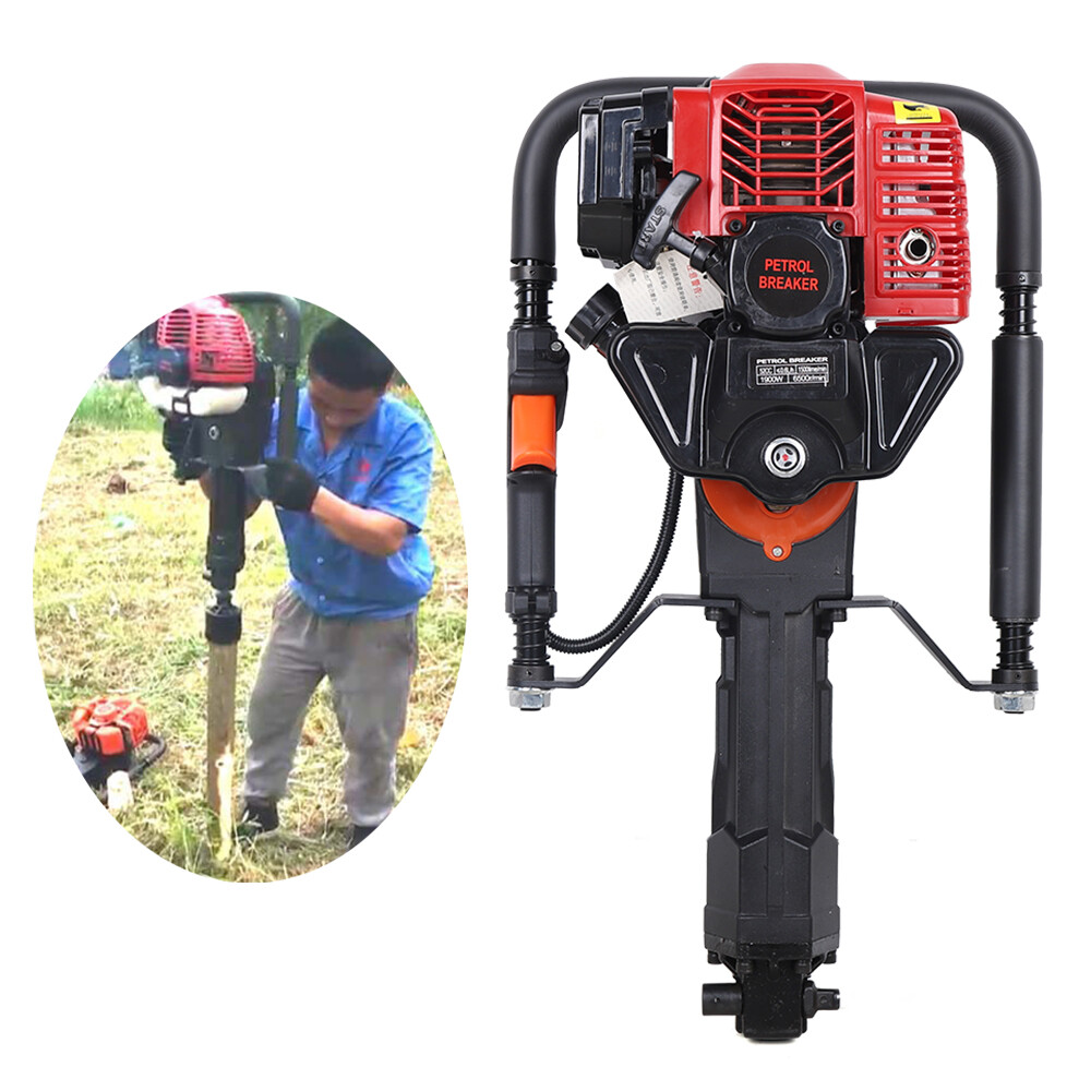2 Stroke Gas Powered Pile Driver Fence Farm Push Pile T-Post Driver Motor 1900W