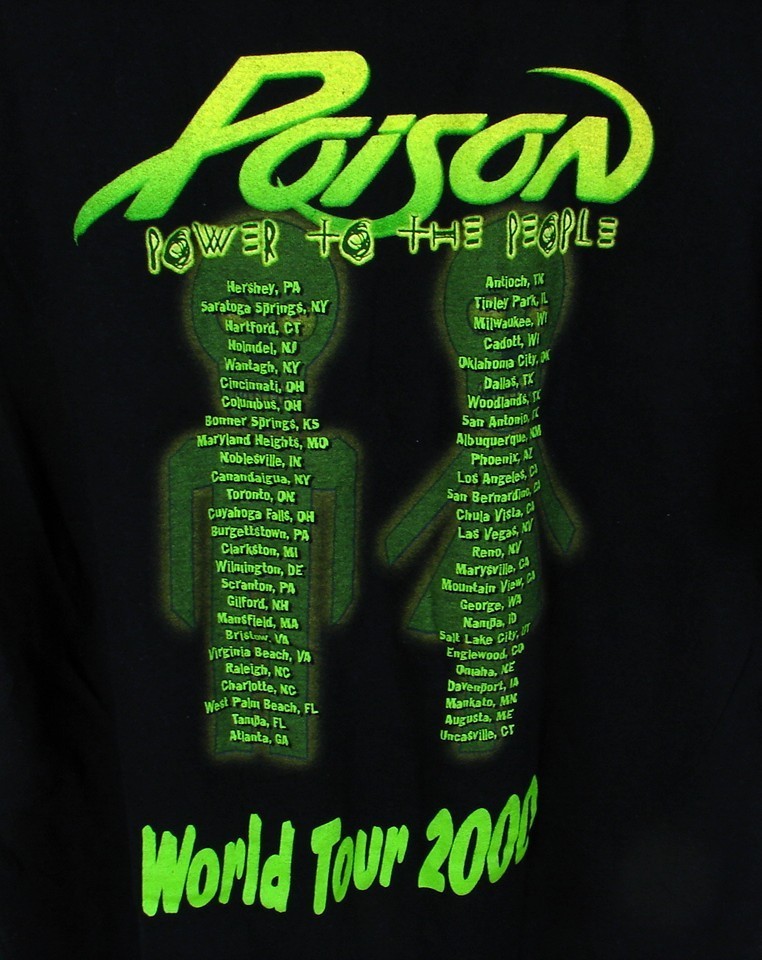 Poison Power To The People World Tour 2000 Black T Shirt Size L