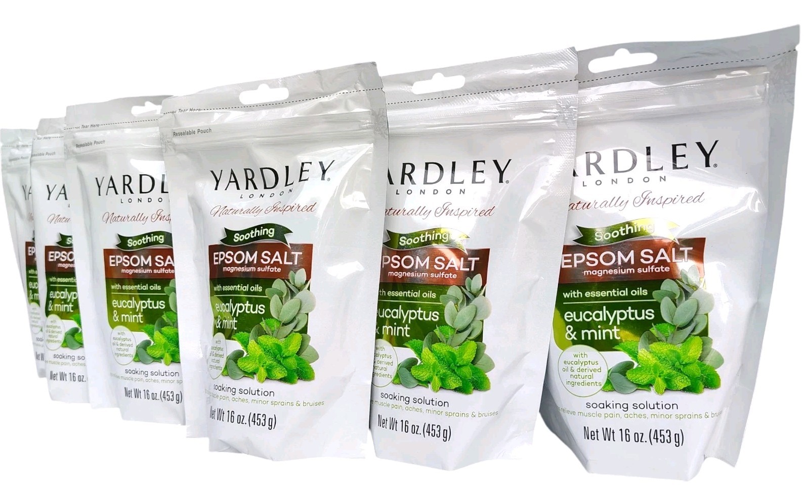 Yardley London Eucalyptus & Mint Epsom Salt Soaking Solution 6 Pounds 1lb Each