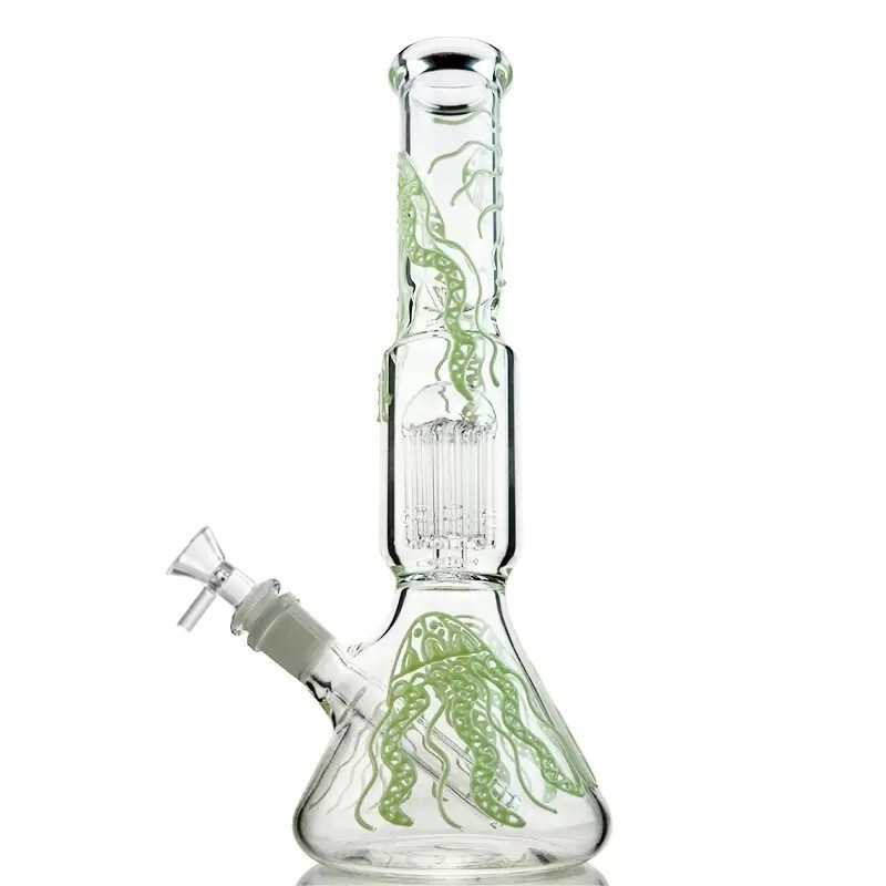 12.5" Tornado Clear Glass Bong Heavy Percolator Bong Water Pipe Hookah 14mm Bowl