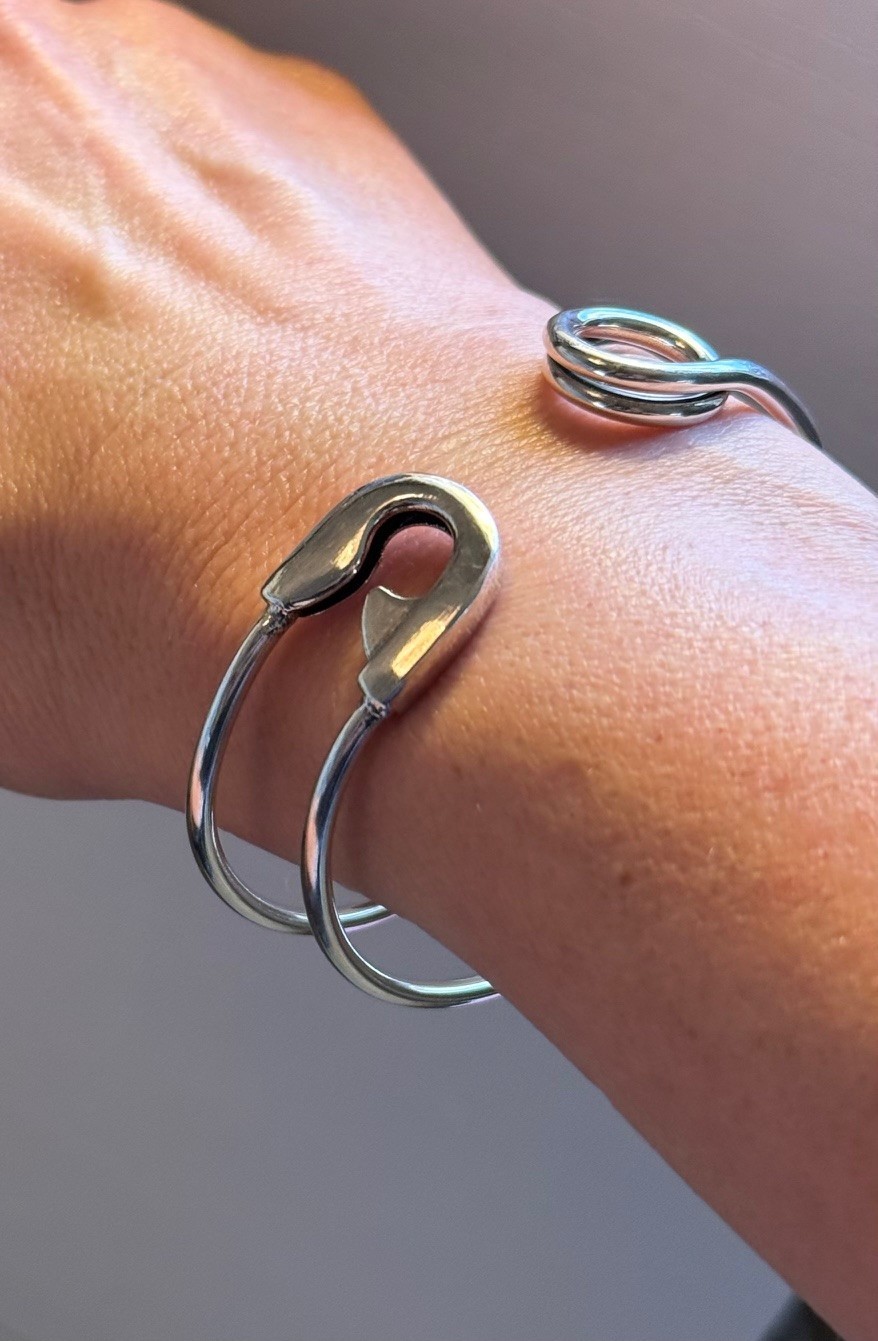 Gorgeous Safety Pin Adjustable Cuff Bracelet | 925 Sterling Silver Stamped