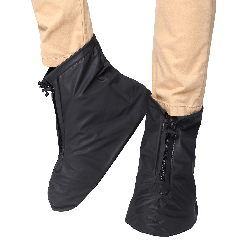 Reusable Rain Shoe Covers Bike Waterproof Zipper Overshoes Boots Gear Anti-Slip