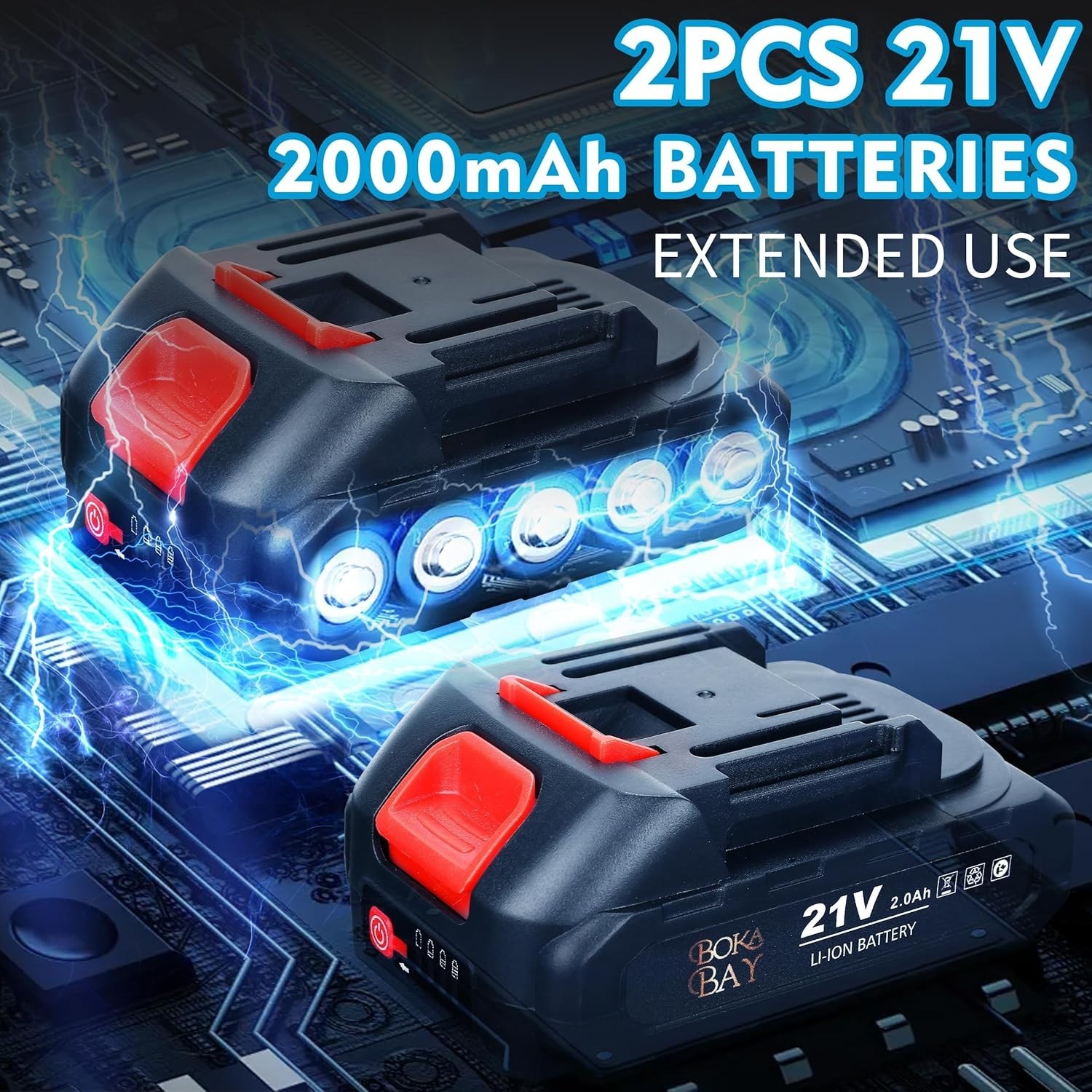 Cordless Car Buffer Polisher Kit 6 Inch with 21V 2x2000mAh & 9 Pcs Attachments