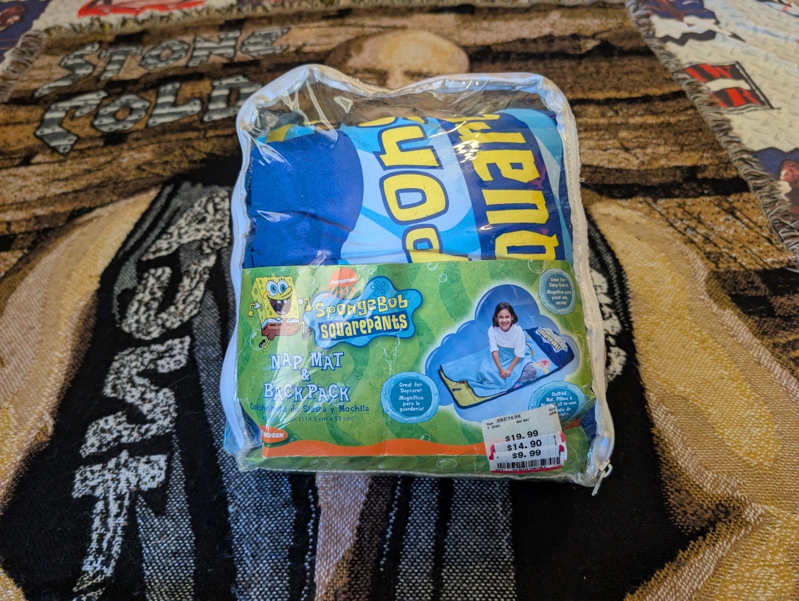 Vintage 2003 Nickelodeon Spongebob Squarepants Sleeping Bag Nap mat Backpack NEW
