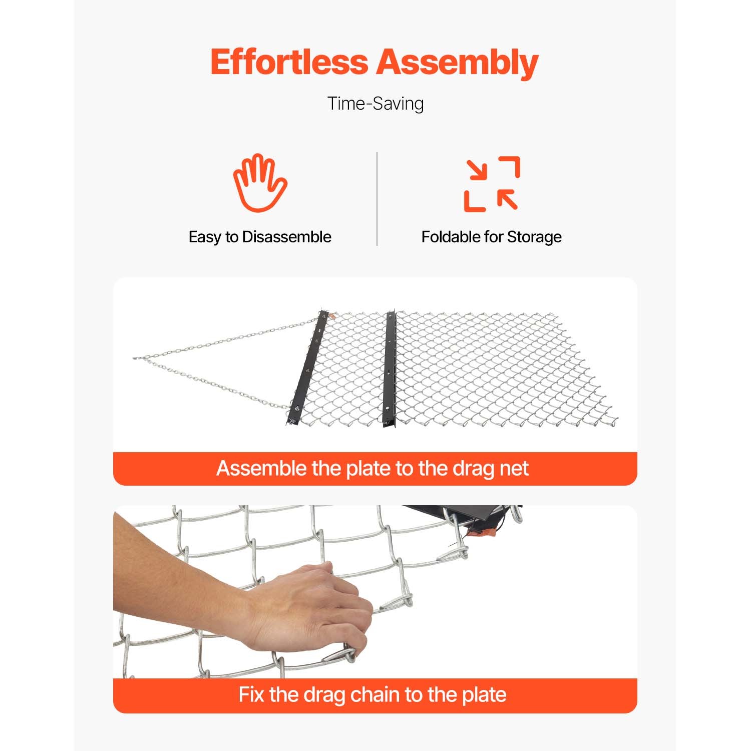 Drag Harrow 4 x 5 ft Chain Harrow Lawn Rake ATV UTV Tractor Attachments