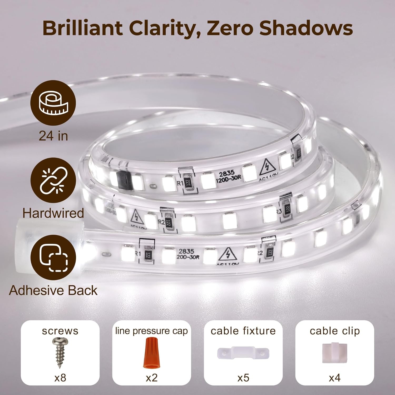 Hardwired Under Cabinet Lighting for Kitchen,24inch120V Wired Undercounter Led S