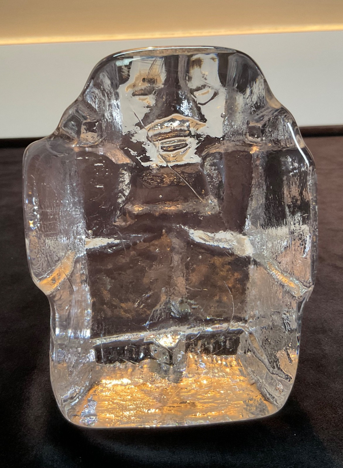 ERIK HÖGLUND Ice Man Glass Sculpture for Boda Kosta, Sweden. Signed Boda H1074.