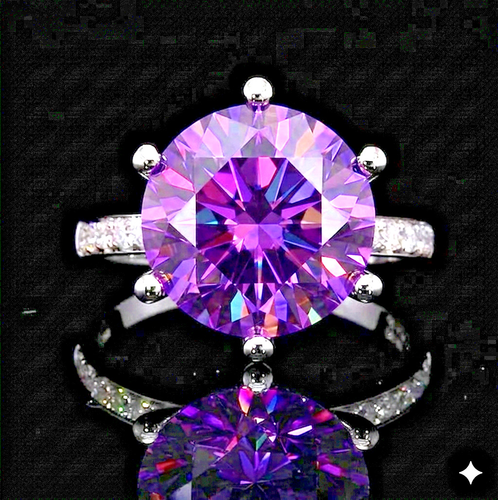 Rare 6 Ct Certified Purple Diamond Ring-925 Sterling Silver-Tariffs FREE