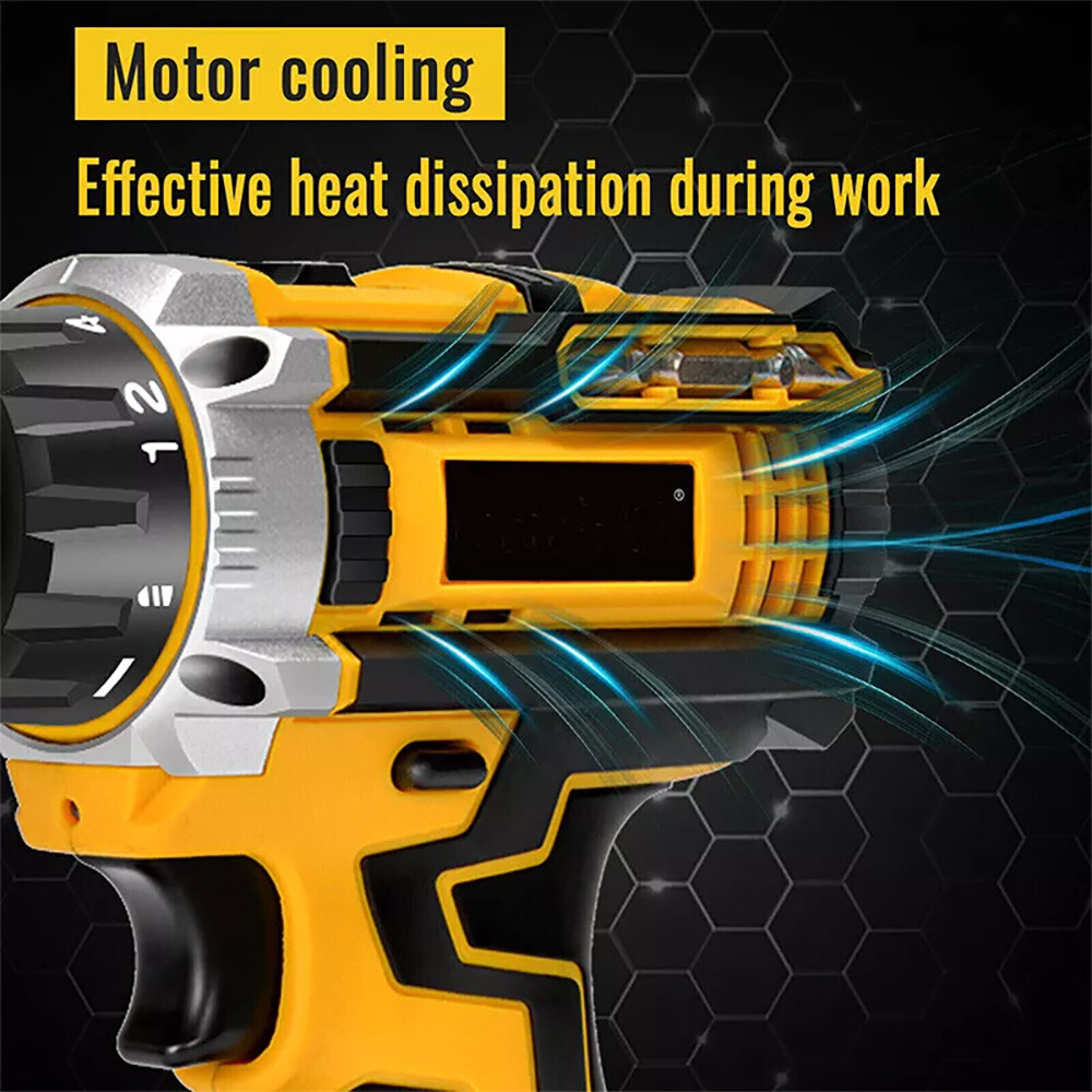 Cordless Brushless Impact Driver Hammer Drill Combo Kit with 2 Battery & Charger