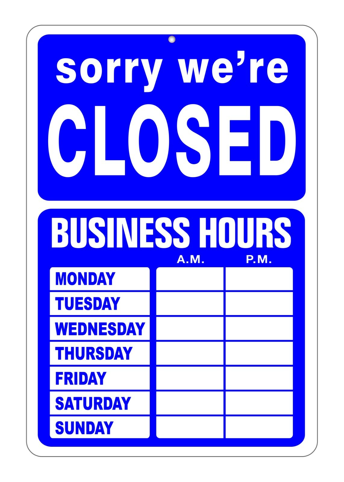OPEN CLOSED BUSINESS OPEN HOURS SIGN Store Hours of Operation Window Glass Door