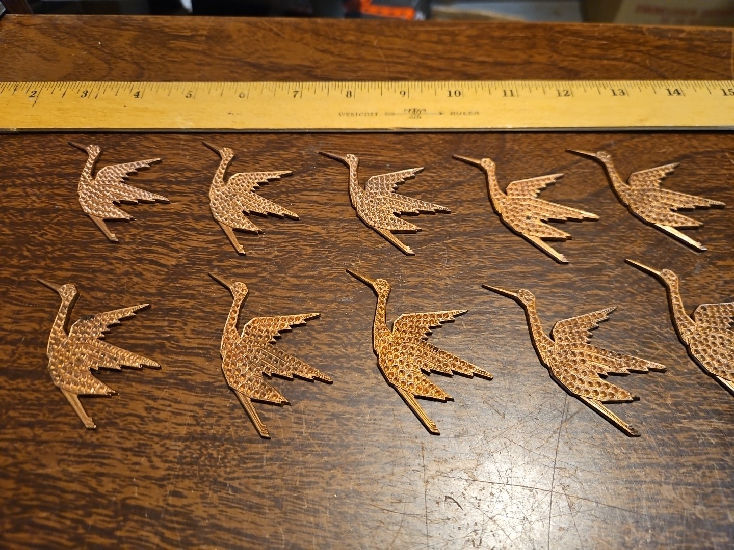 Lot Of 10 Studded Stork France Vintage 60s Brass Stampings Findings Jewelry