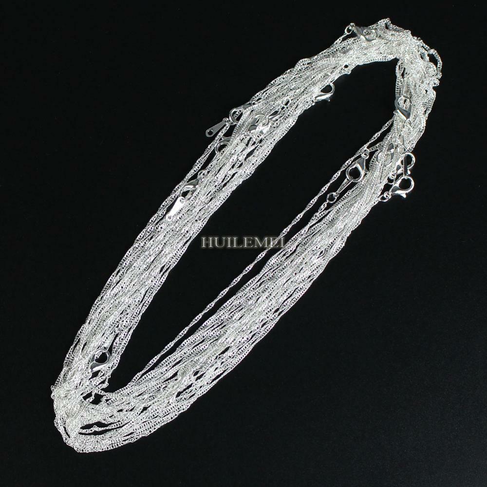 10pcs/lot 2mm 925 Silver Plated Water Wave Chain Necklaces 16" 18" 20" 24"