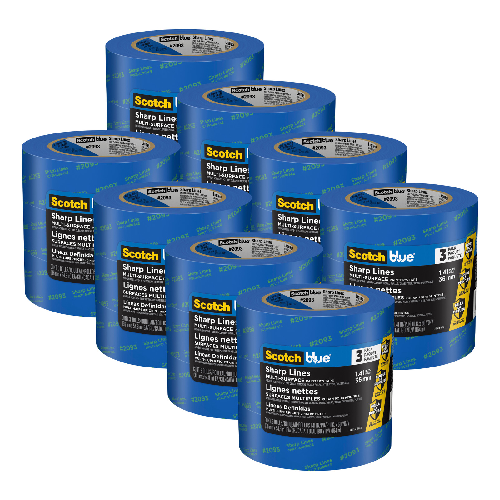 ScotchBlue Sharp Lines Painter's Tape : 1.41 in. x 60 yds. (Blue) [24 Rolls]