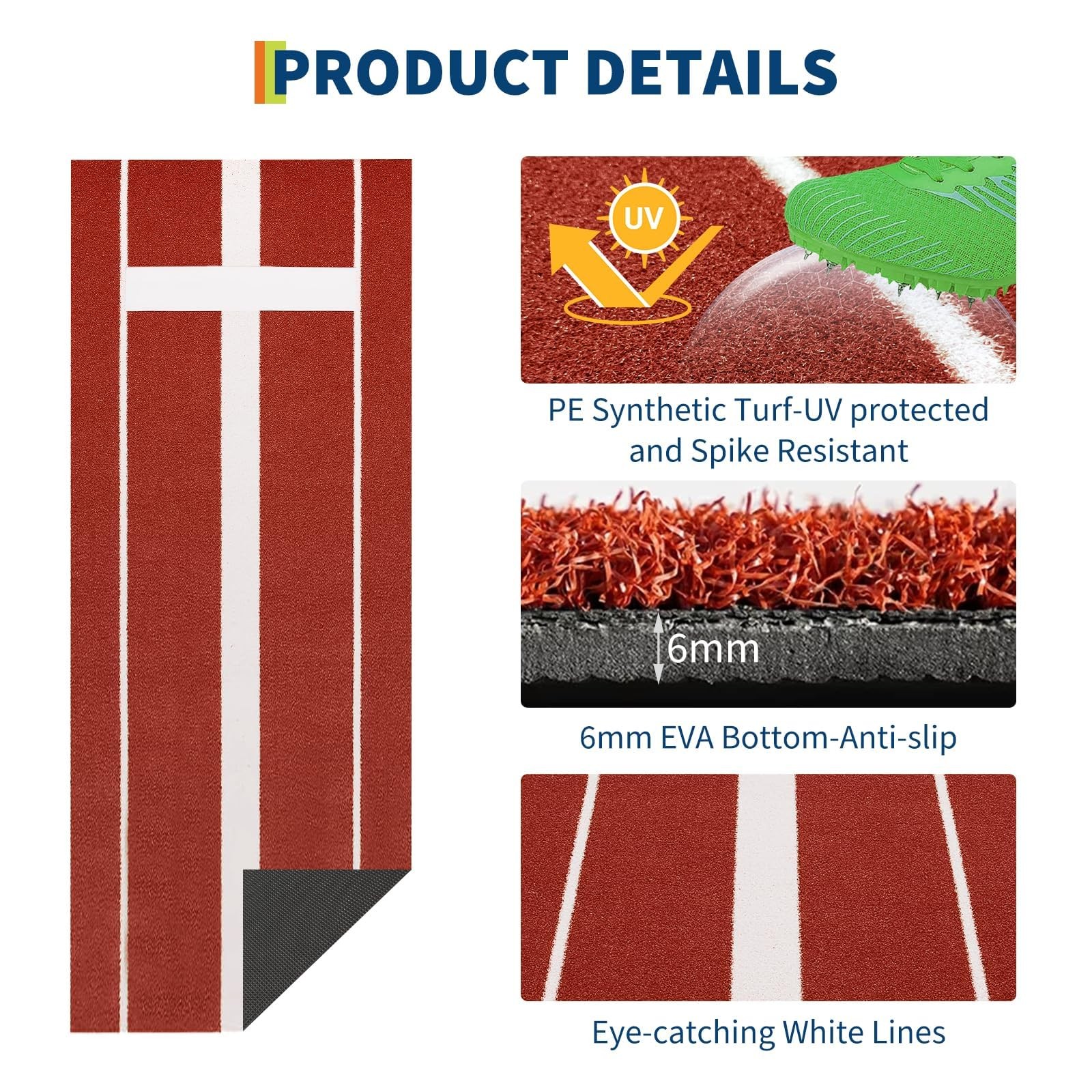 10x3ft Softball Pitching Mat, Portable Professional Mound, Non-Slip Rubber Base