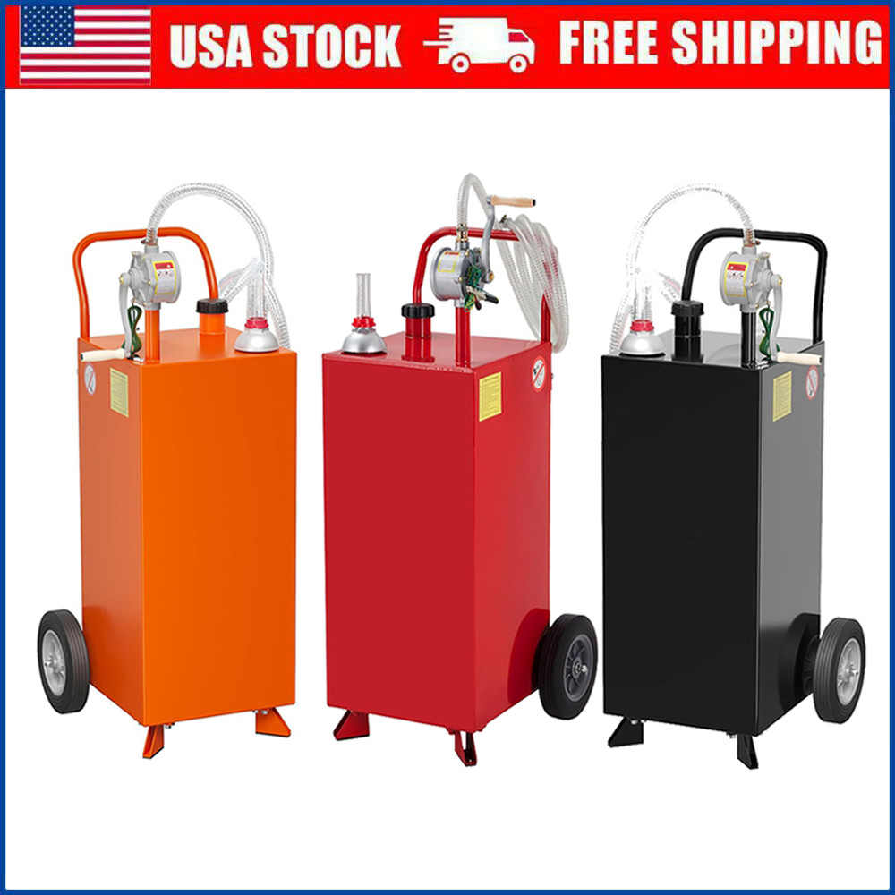 30/35/40/50 Gallon Fuel Caddy Fuel Storage Tank w/ Manual Transfer Pump & Wheels