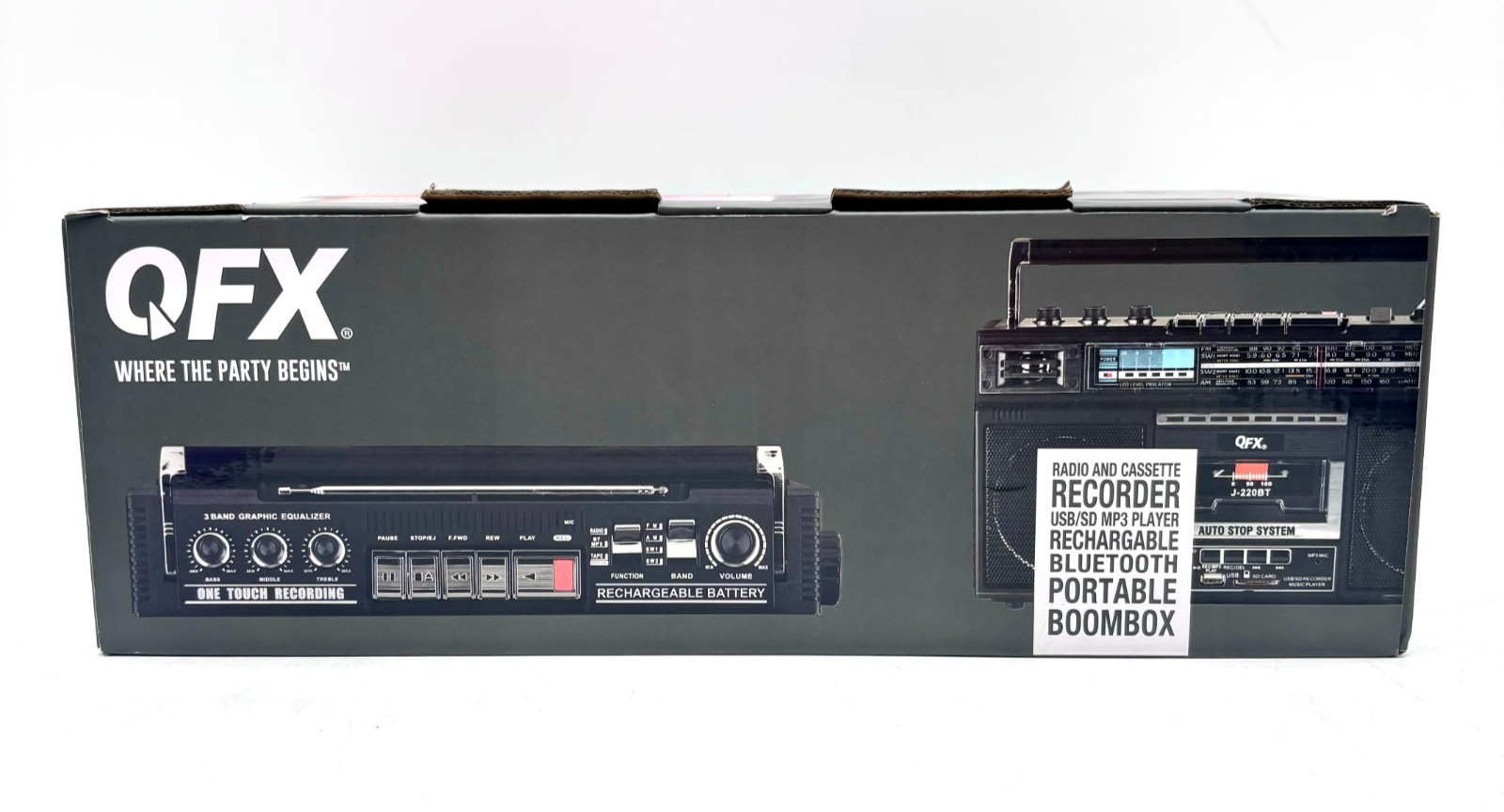 QFX J220BT Bluetooth Radio/Cassette to MP3 Converter Boombox