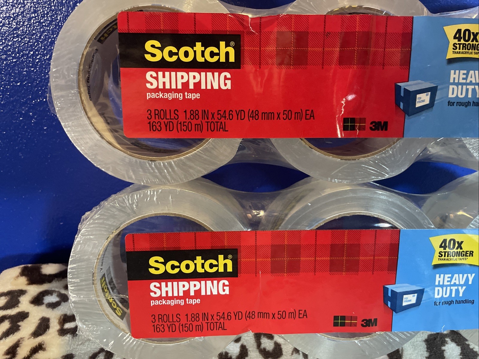 Scotch Heavy Duty Shipping Packing Tape, Clear, Holiday 6 Rolls, Clear