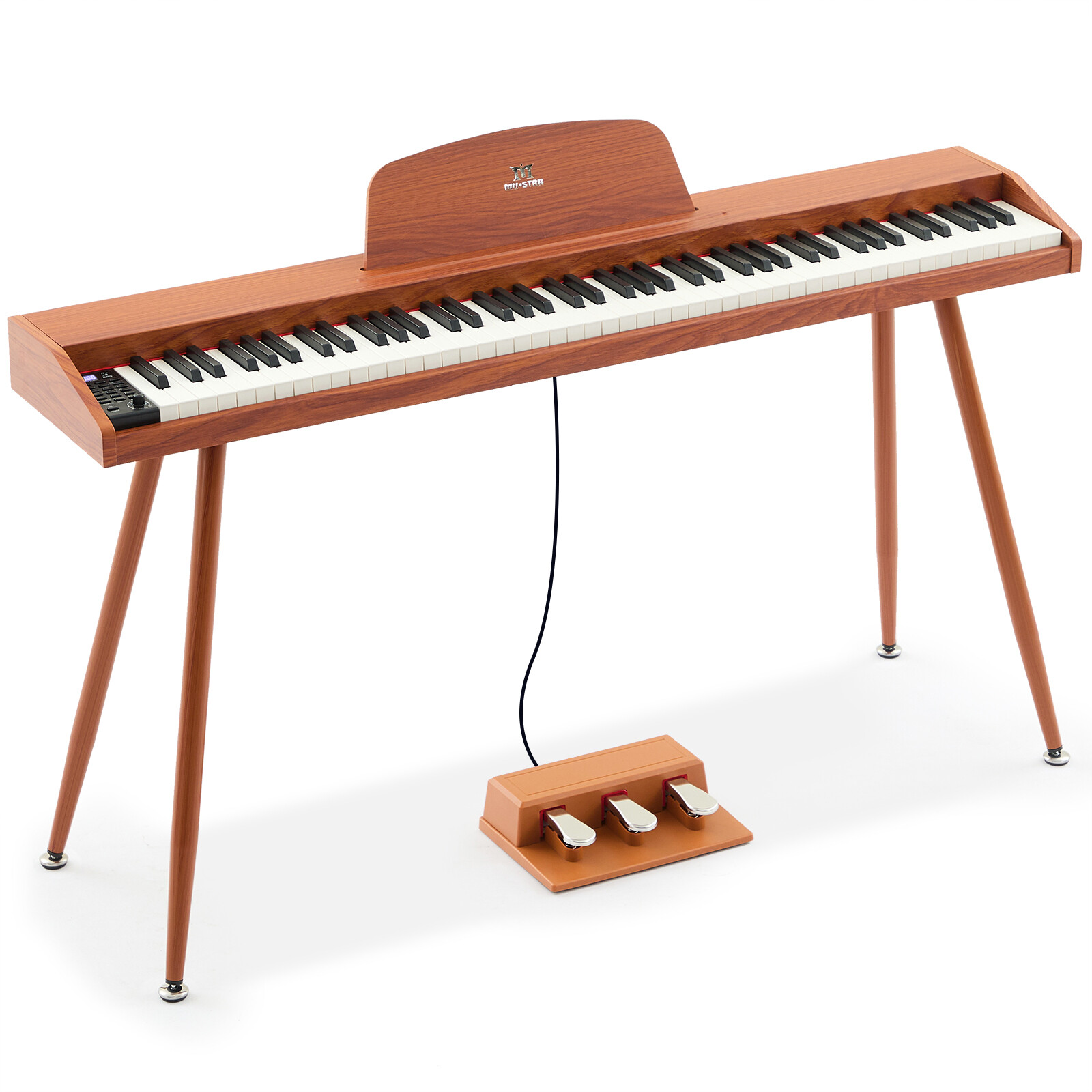 MUSTAR 88-Key Semi-Weighted Digital Piano with USB MIDI, Brown