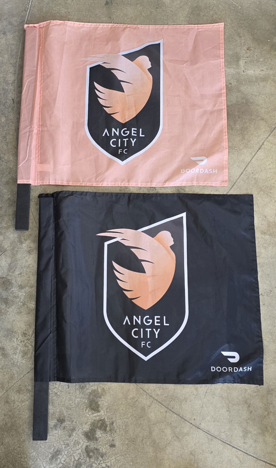 Angel City FC Opening Day Flags - Black & Pink - Los Angeles Football Club! WoW!