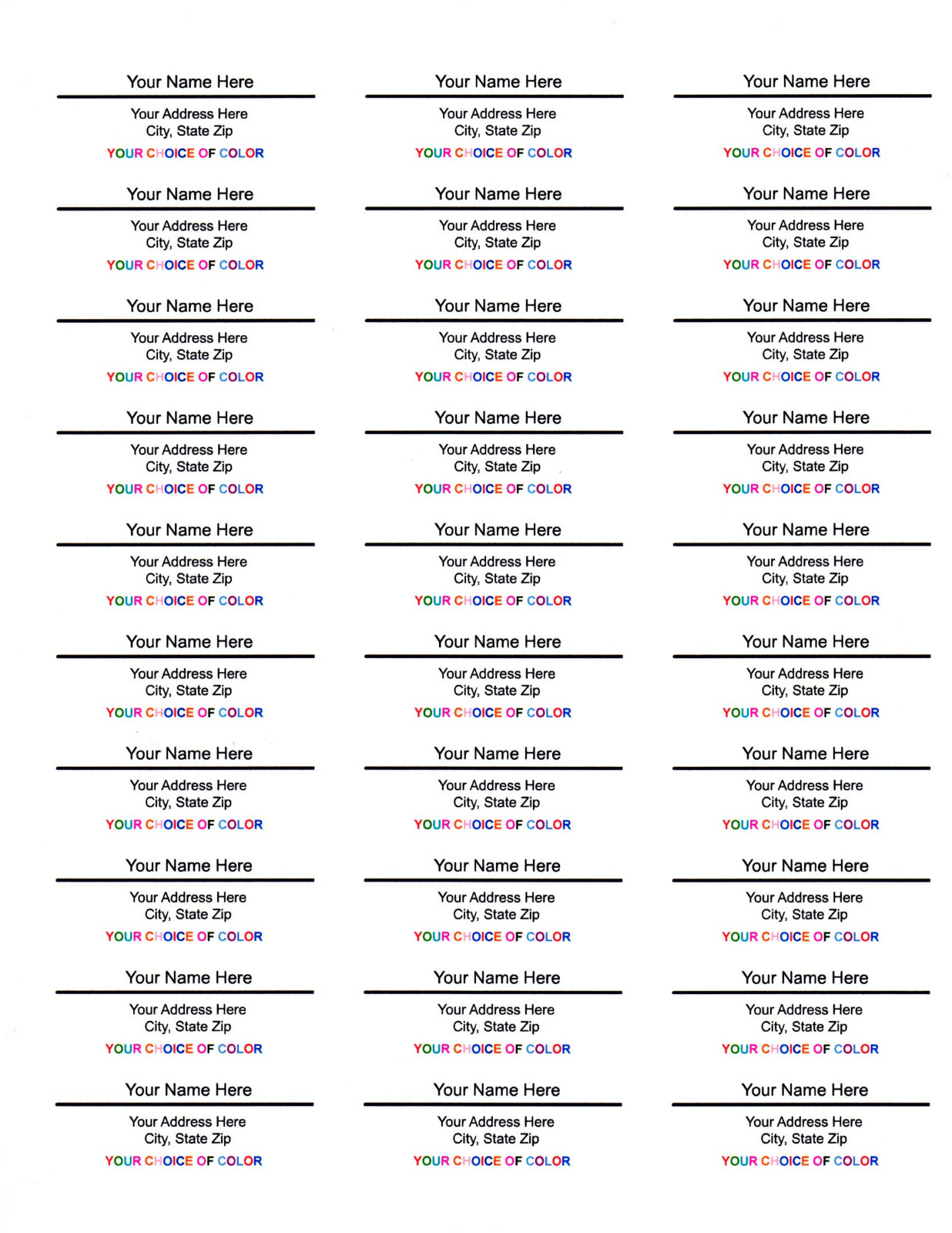 60 Pieces Return/Mailing Address labels 1" x 2.625" - Free USA Shipping