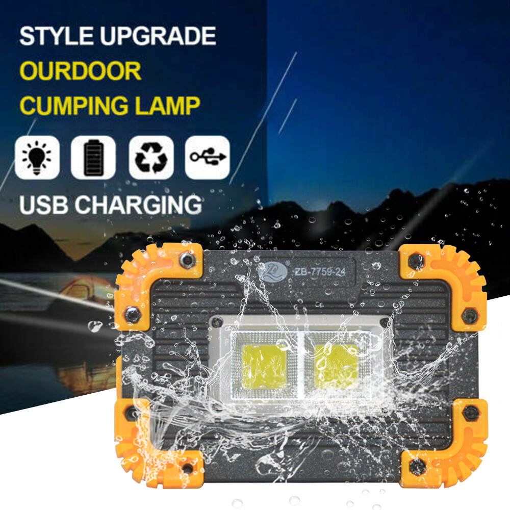 2X USB Rechargeable COB LED Work Light Lamp Floodlight Camping Emergency Torch
