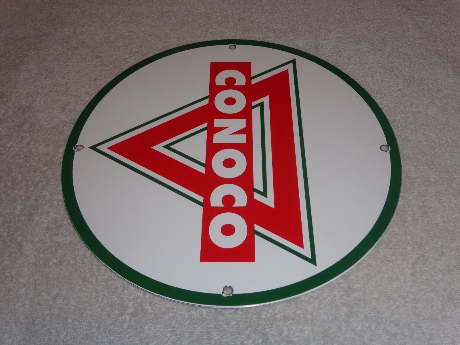 VINTAGE CONOCO ROYAL 11 3/4" PORCELAIN METAL MARLAND GASOLINE, STANDARD OIL SIGN