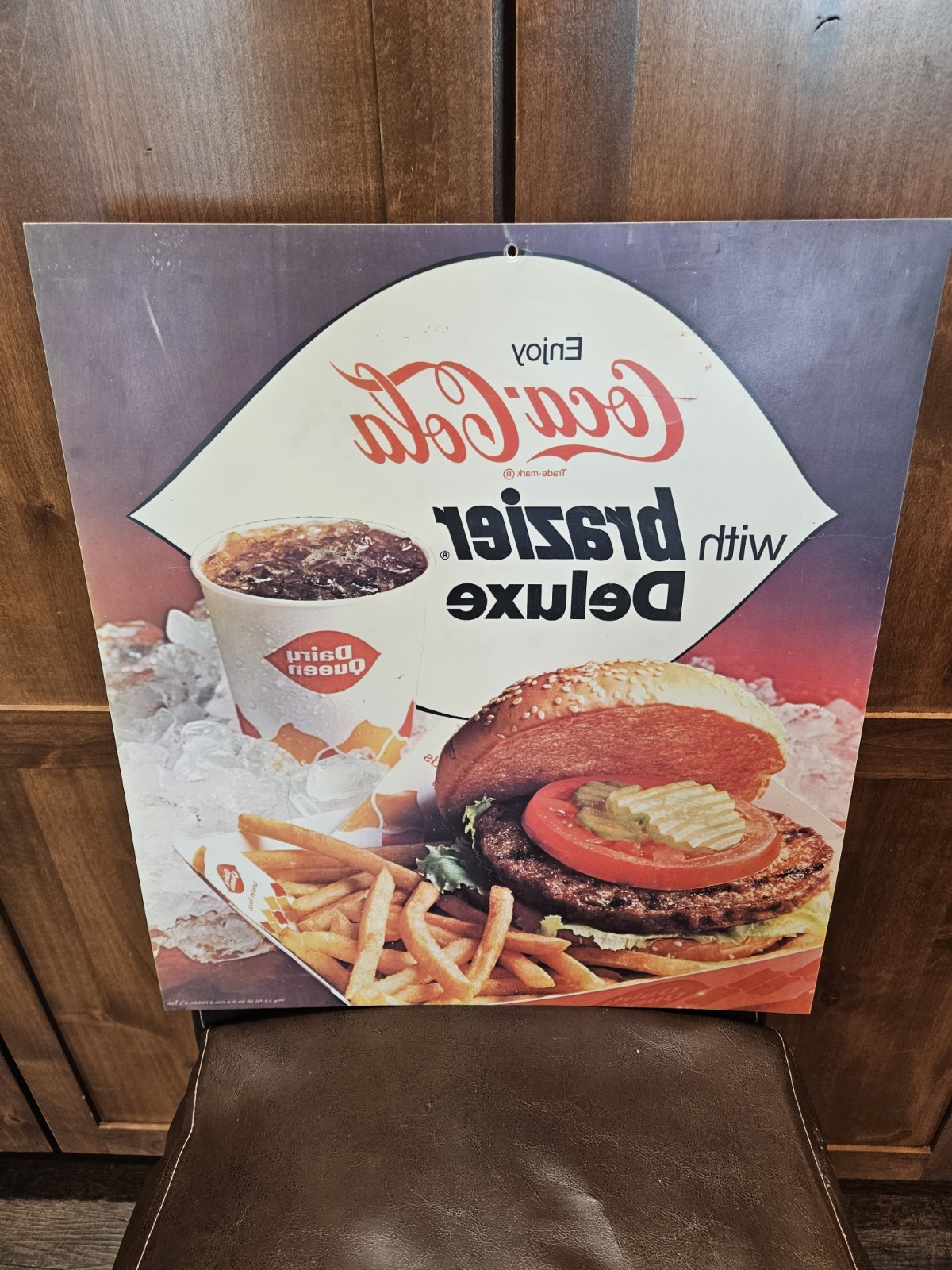 Vintage Coca-Cola Dairy Queen Hanging Sign “Brazier Deluxe” Store Display
