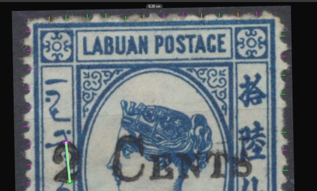 Labaun Stamps 1885 2c (Type T7) on 16c blue, wmk reversed SG24x Mint CV £1200