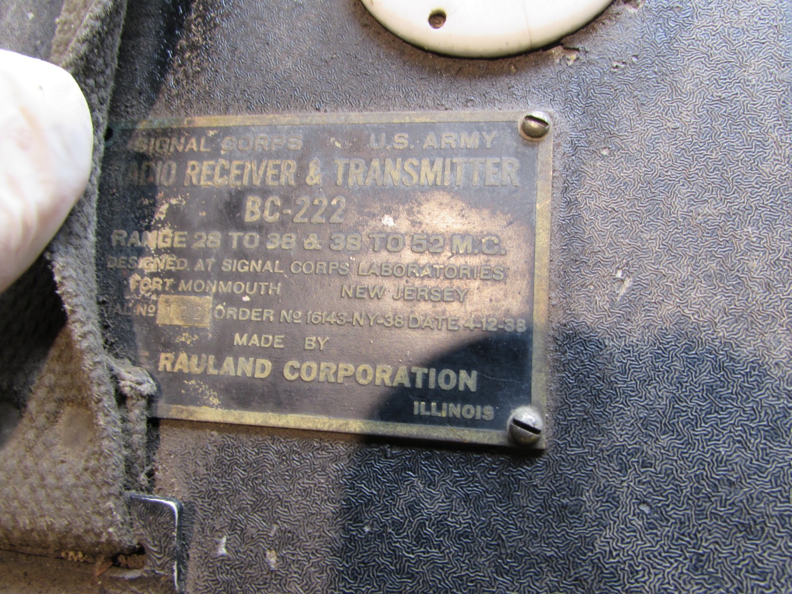 ESTATE* SIGNAL CORPS U.S. ARMY BC-222 RAULAND TUBE RADIO RECEIVER & TRANSMITTER