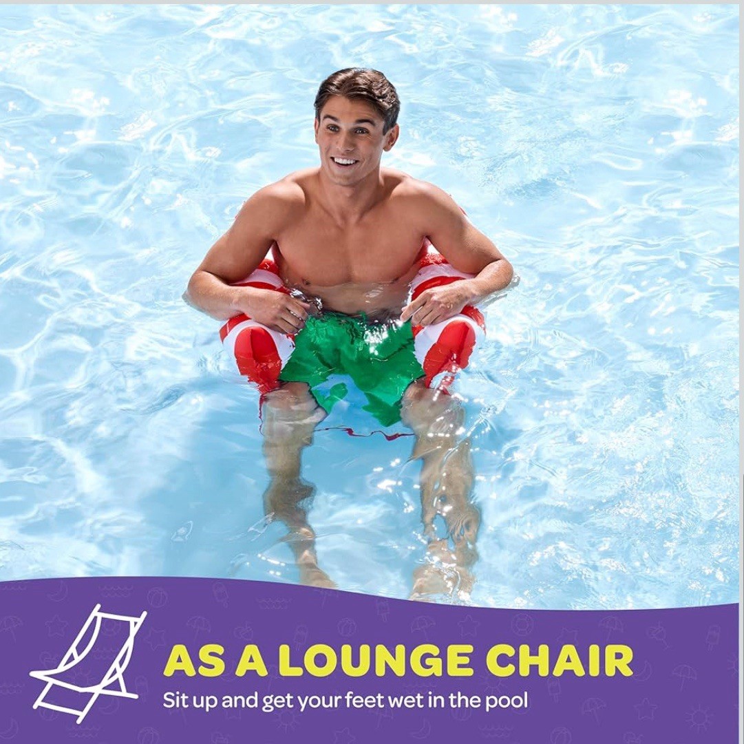 2 Pack Multi-Purpose Inflatable Hammock Pool Floats Adults Red Blue 44in X 26in