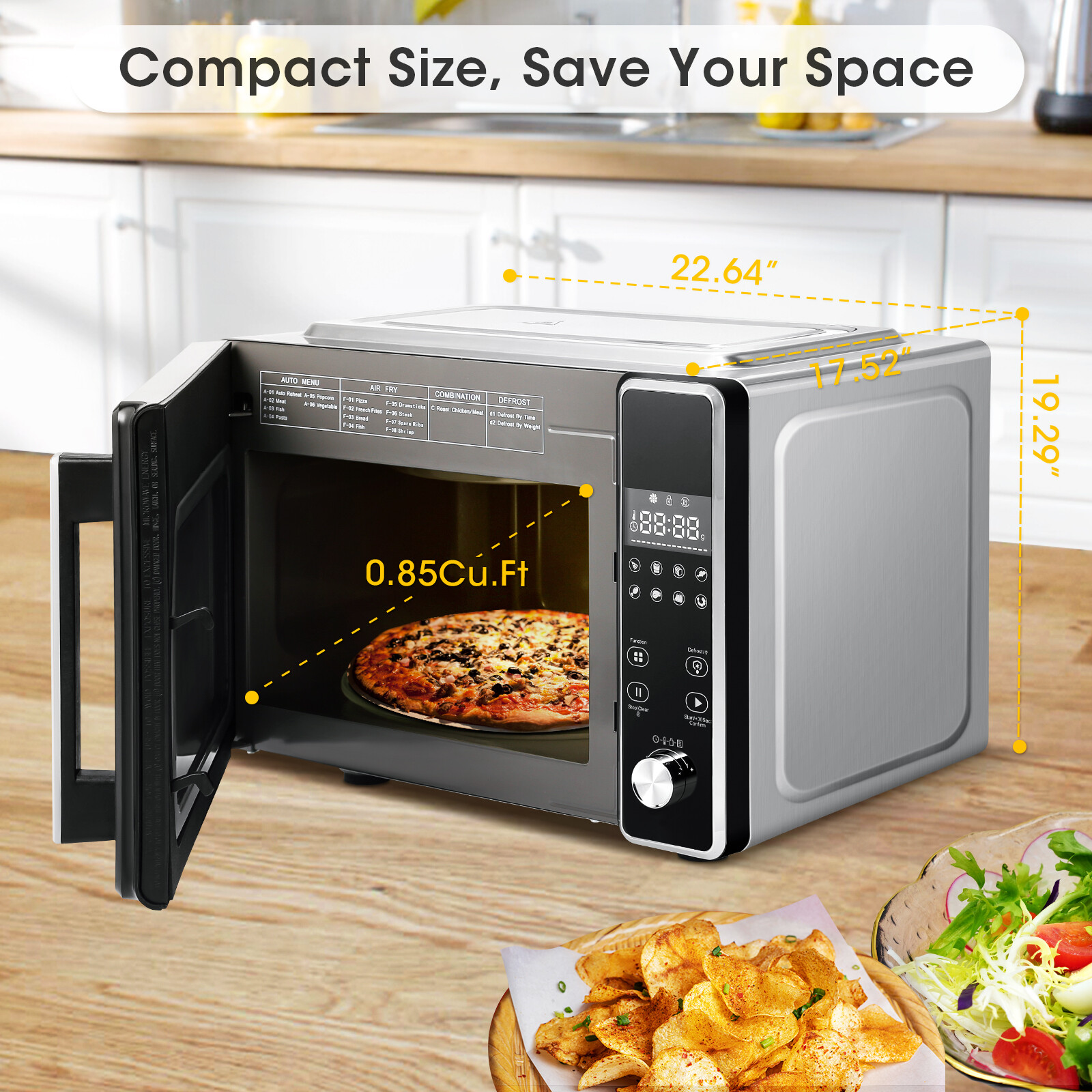 Smart 24L Microwave Oven Air Fryer Combo 1800W Countertop Kitchen LED Display