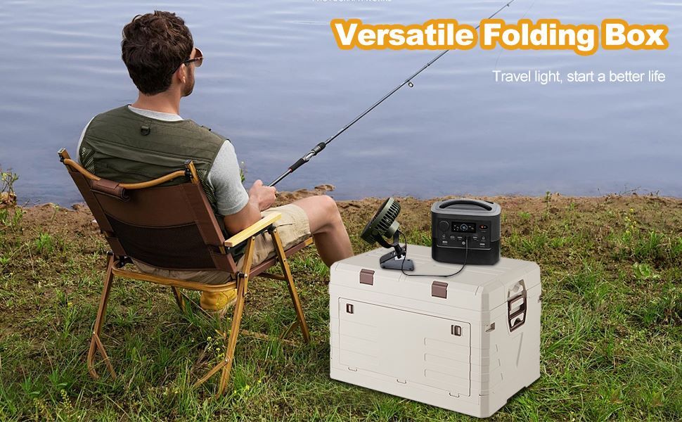 Aimisin 42 Liters Camping Outdoor Folding Storage Box with 2 Compartment Boxes